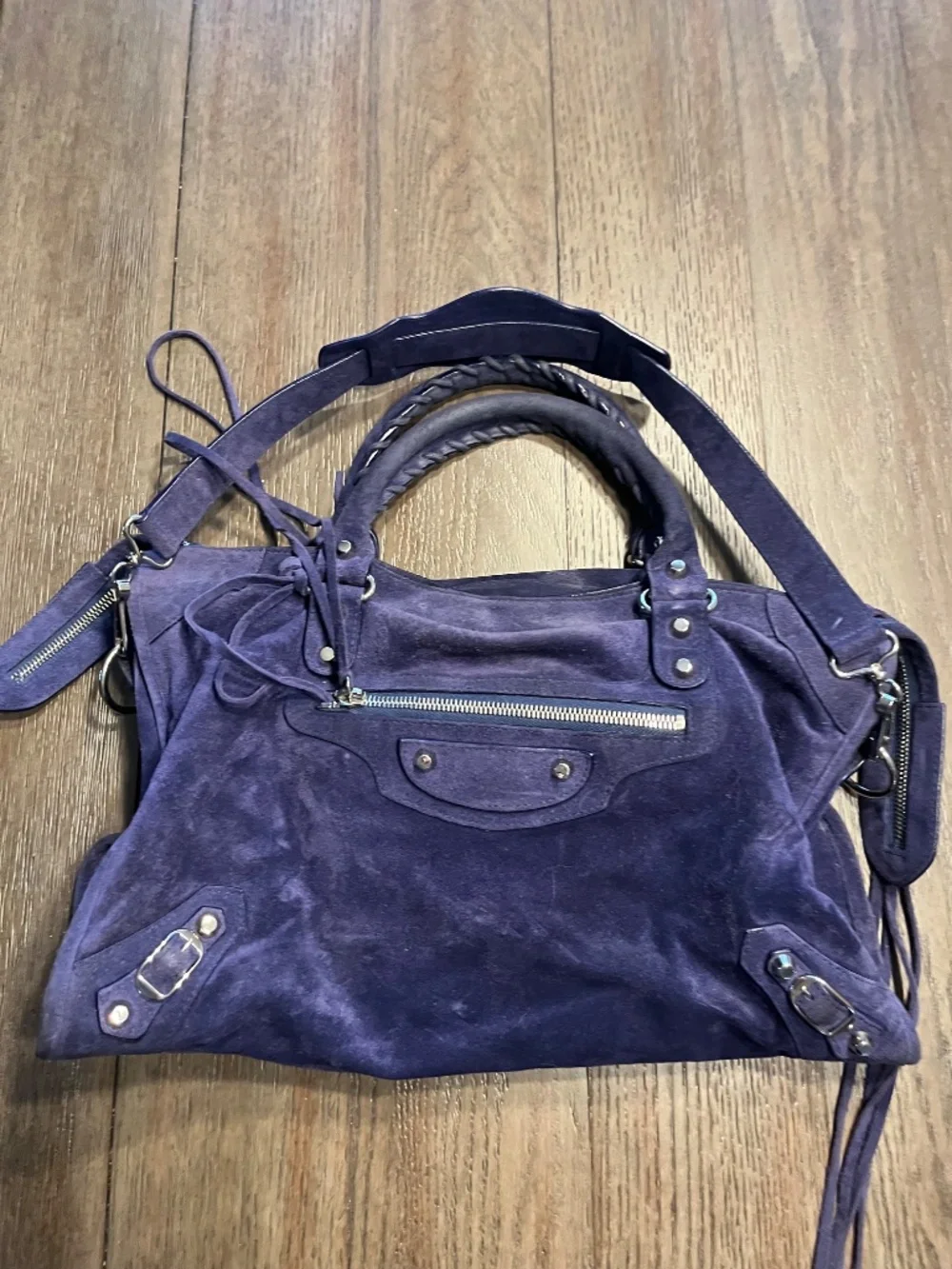 Balenciaga First Bag Suede Color Blue Nuit